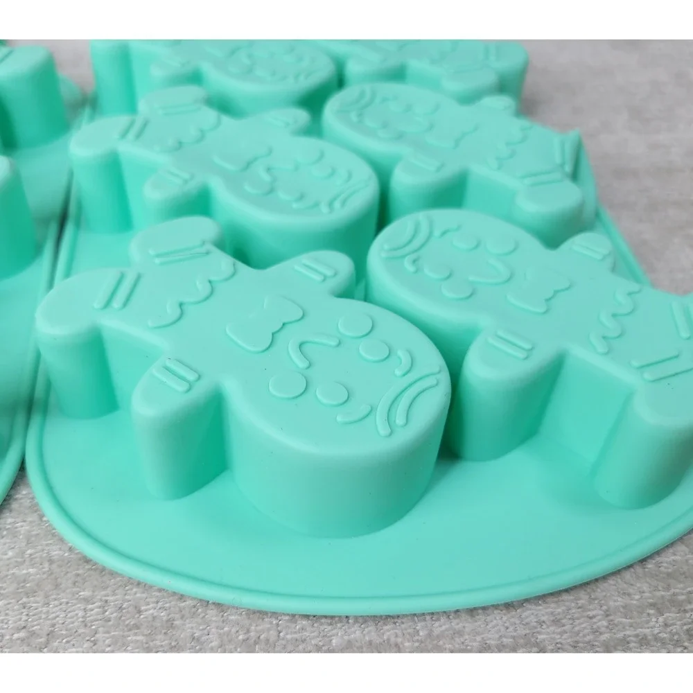 Wilton Place & Time Gingerbread Man Silicone Mold Set 2 Mint Green 6 Cavity New